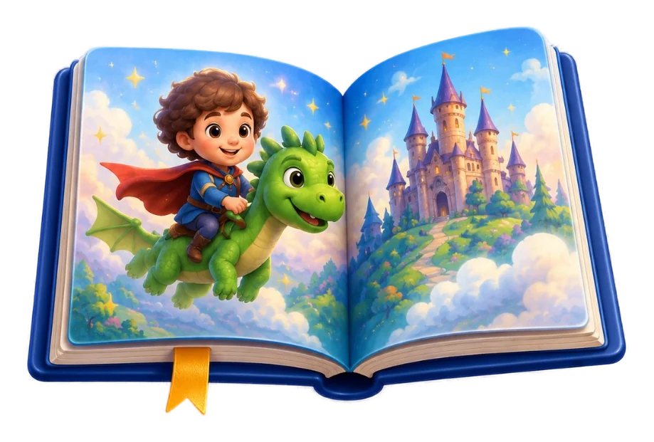 Открытая книга СказУм: мальчик на драконе и сказочный замок